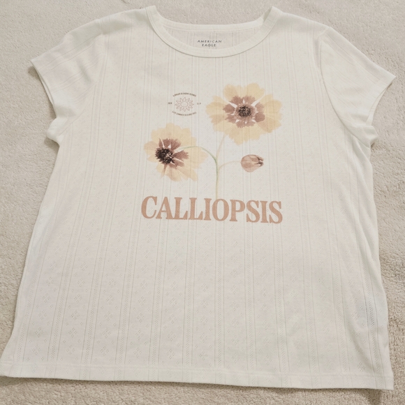 American Eagle Outfitters Women's White Graphic Tee - Picture 1 of 5